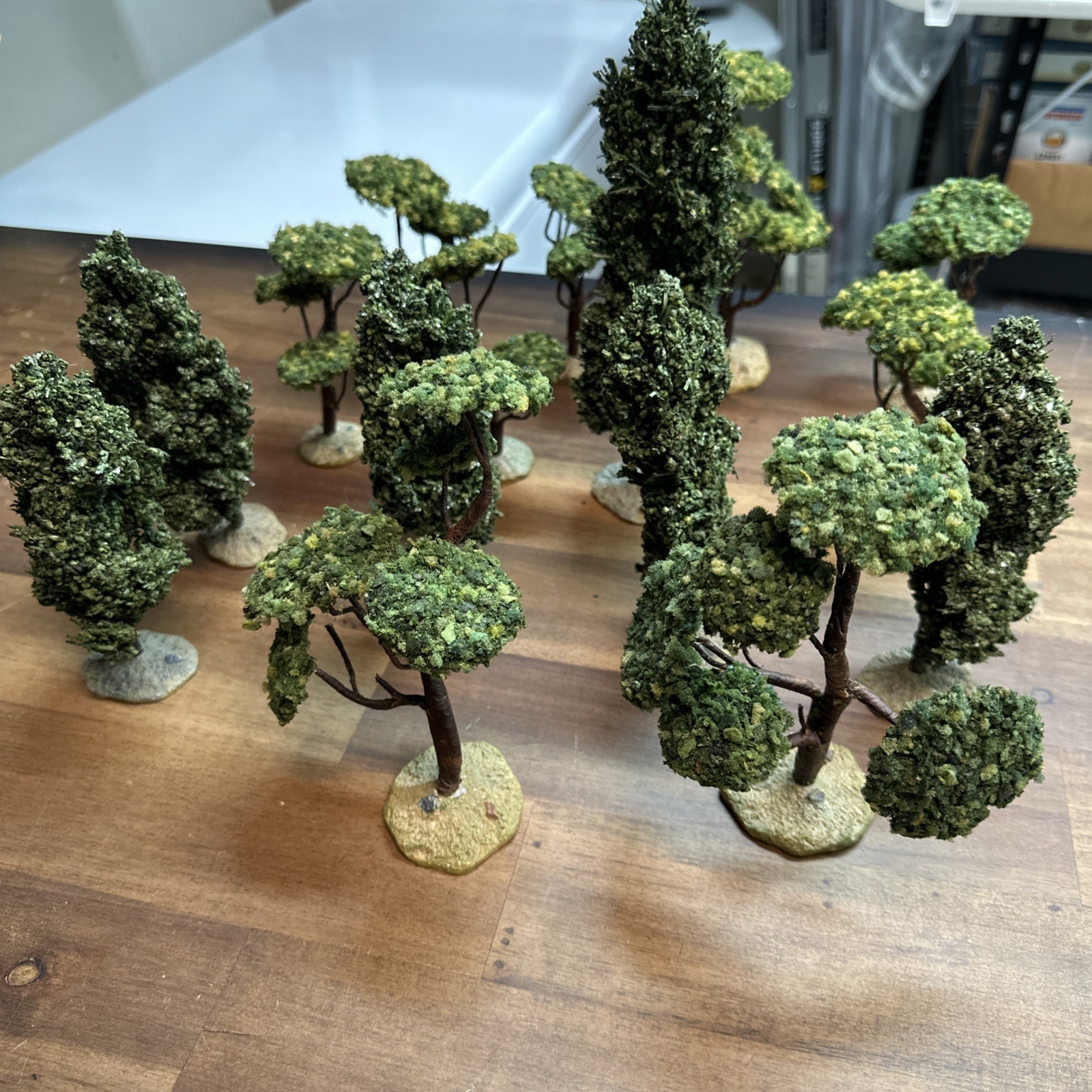 Lot of 15 Vintage Dept 56 Cypress & Landscape Trees Village O HO Scale Railroad