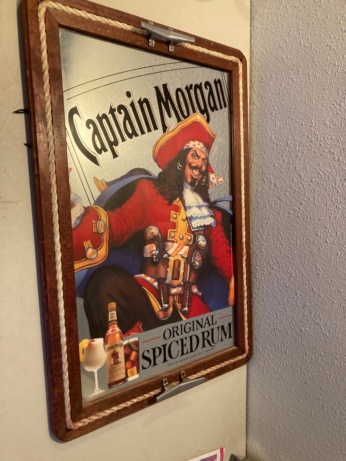 VTG Captain Morgan Spiced Rum Nautical Wall Mirror Bar Decor 36\
