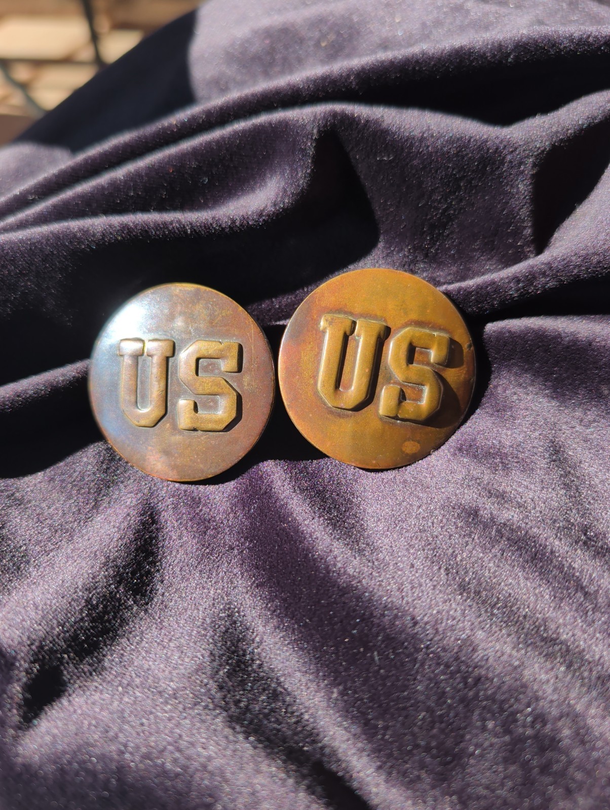 US Army Rosettes 1 Pair Brass Original