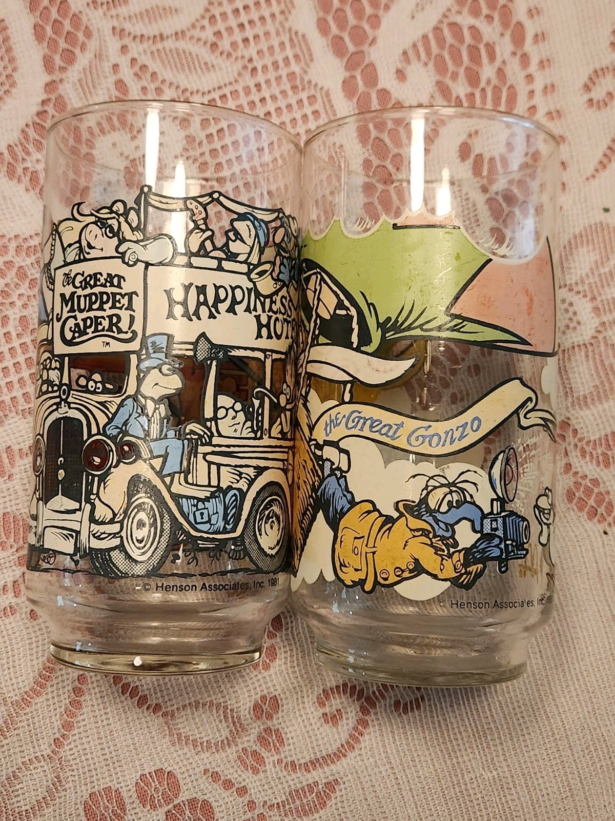 Vintage 1981 The Great Muppet Caper Mcdonald Glasses Happy Hotel-Kermit Gonzo Vintage 1981 The Great Muppet Caper Mcdonald Glasses Happy Hotel-Kermit Gonzo
