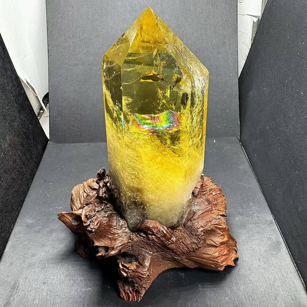 4.22LB Top Natural Citrine Quartz Obelisk Rainbow Crystal Specimen reiki Tower