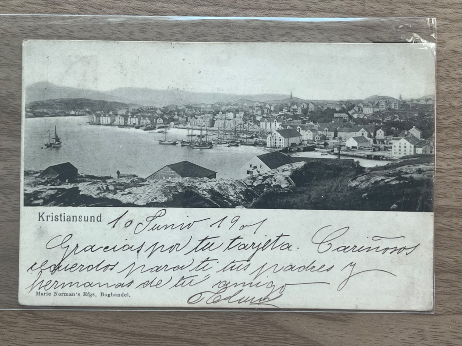 Vintage Postcard Kristiansund Norway Harbor View 1901 Litho