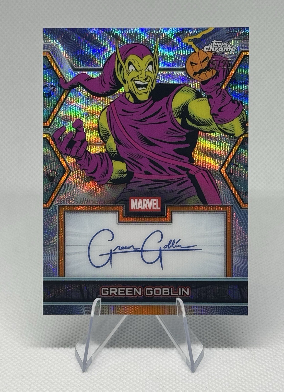 2026 Topps Chrome Marvel/Disney GREEN GOBLIN SPIDER-MAN Auto Orange Wave SSP /25