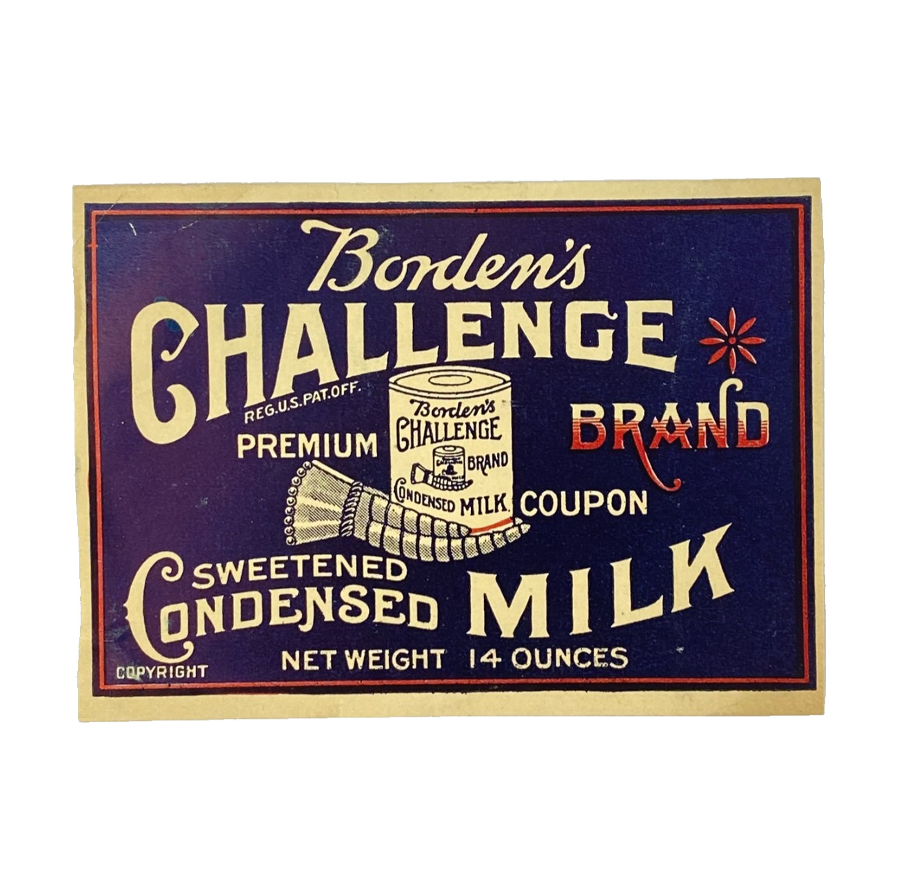 Antique Borden’s Challenge Brand Condensed Milk Label Premium Coupon c1900