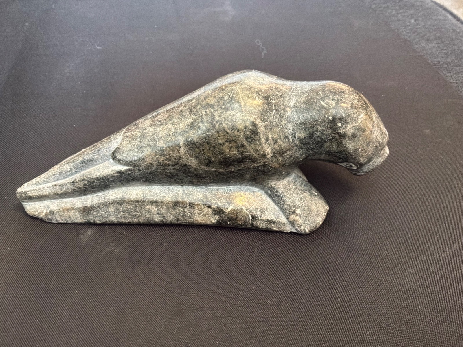 Vintage Ann Markossie Inuit Eskimo Seal Soapstone Carving/Sculpture