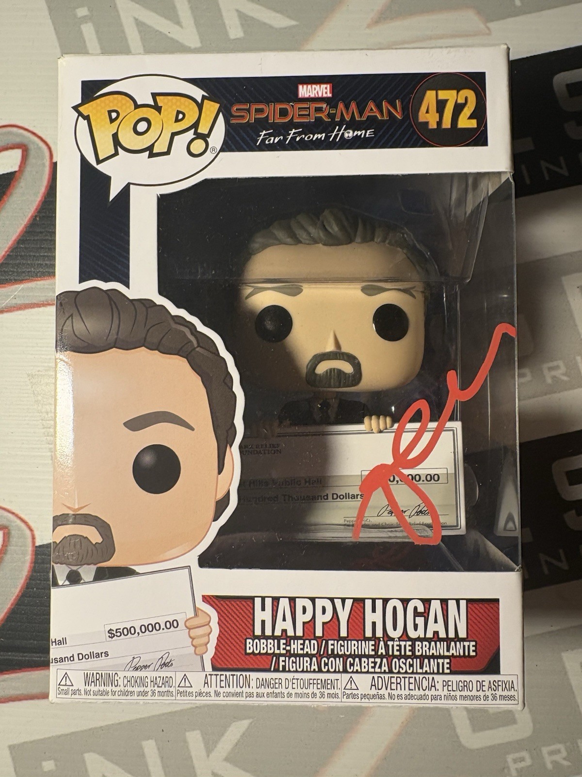 Happy Hogan signed Funko Pop by Jon Favreau Autograph - Spiderman ACOA Grogu Happy Hogan signed Funko Pop by Jon Favreau Autograph - Spiderman ACOA Grogu