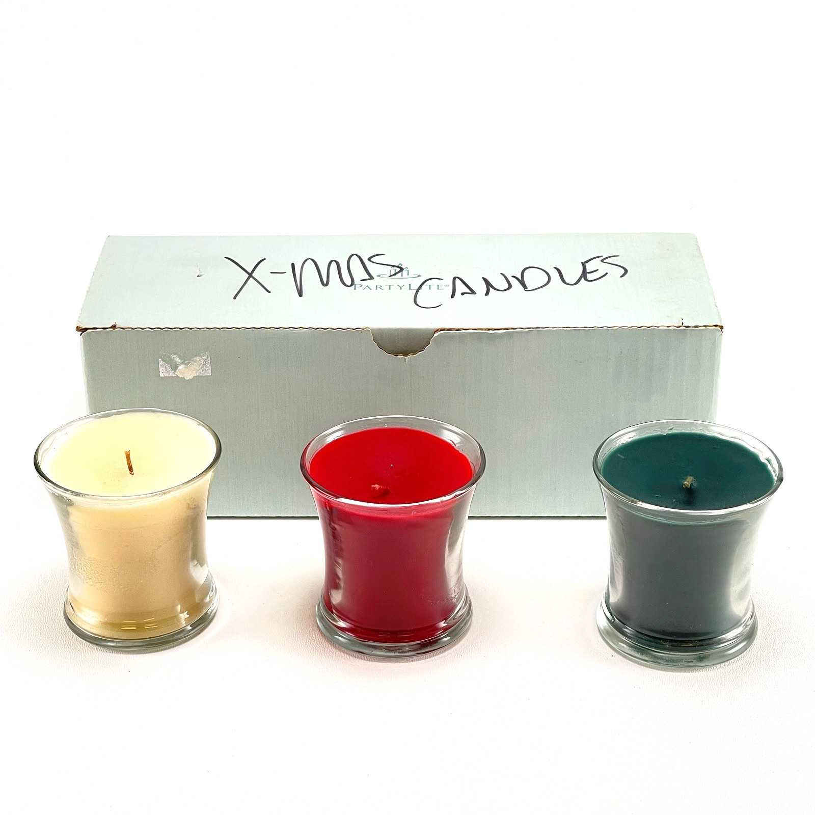 PartyLite Mini Jar Trio Christmas Candles 3-Piece Set P9574 - New In Box