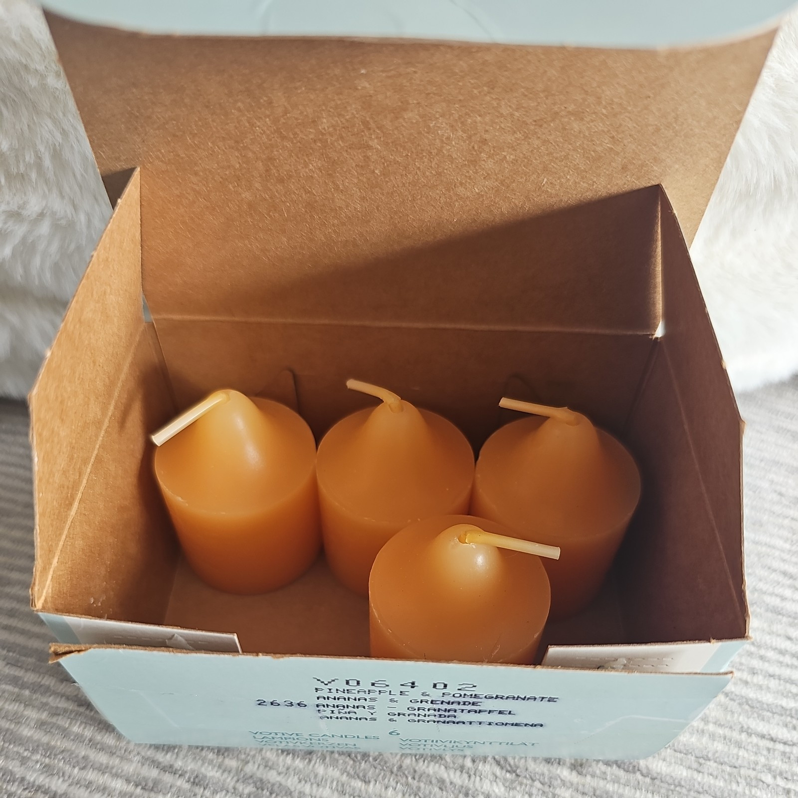 PartyLite PINEAPPLE & POMEGRANATE Set of 4 Boxed Votive Candles V06402  NEW/OS
