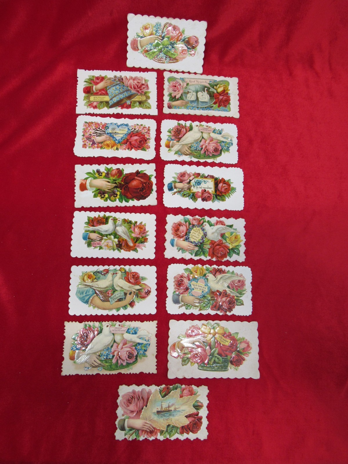 Lot Of 14 Antique Die Cut Victorian Calling Cards.