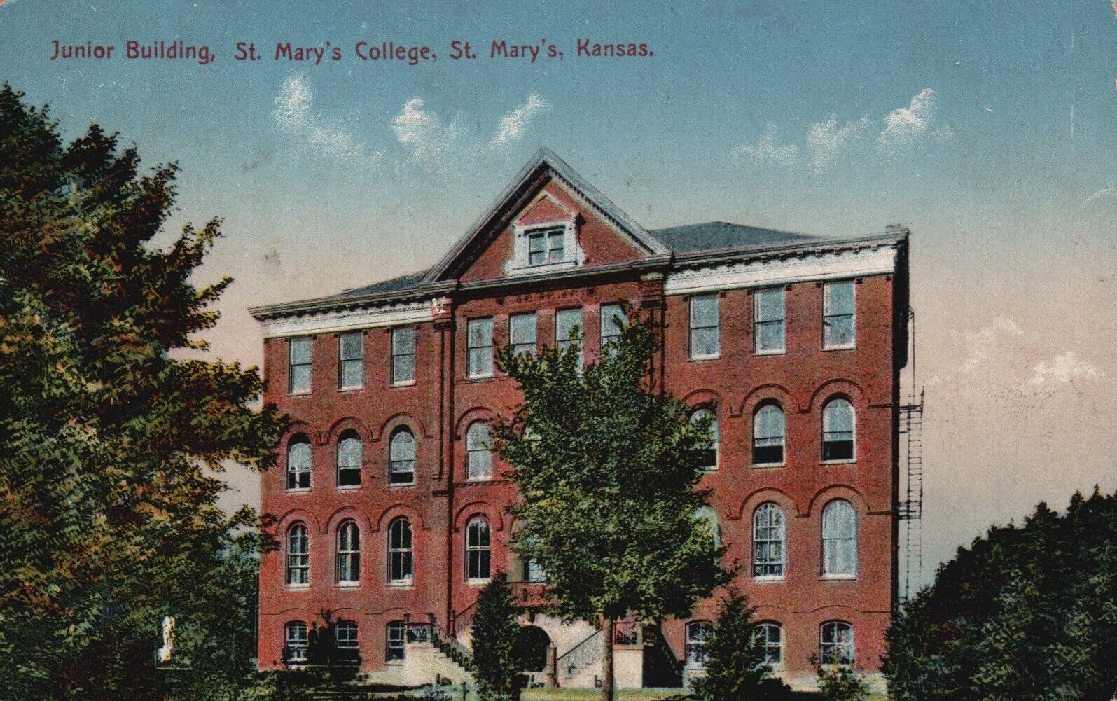 Postcard KS St Marys Junior Building St Marys College 1915 Vintage PC b4055