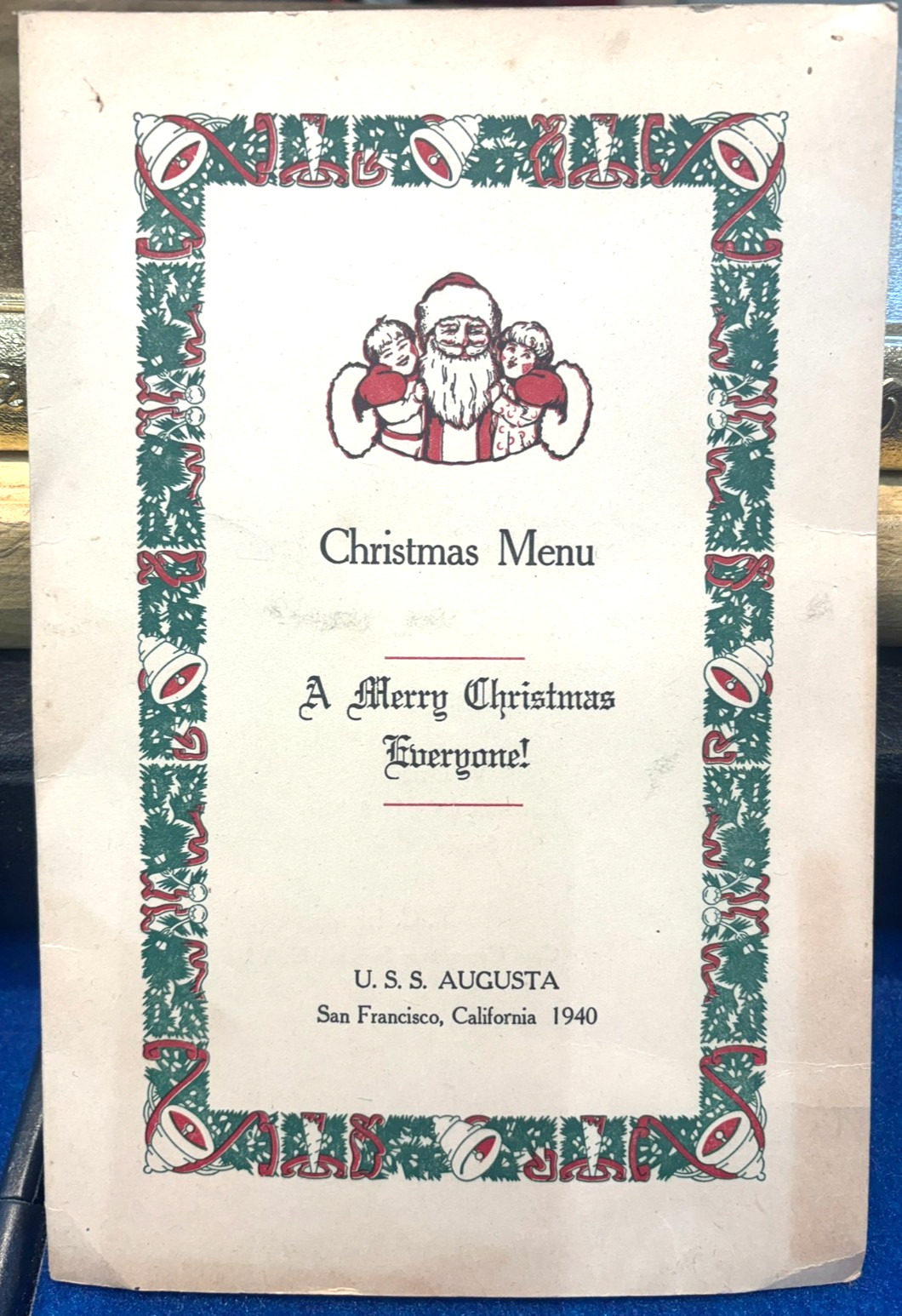 VTG 1940 CHRISTMAS DAY MENU US NAVY SHIP USS AUGUSTA CRUISER ADMIRAL F.E. BEATTY VTG 1940 CHRISTMAS DAY MENU US NAVY SHIP USS AUGUSTA CRUISER ADMIRAL F.E. BEATTY