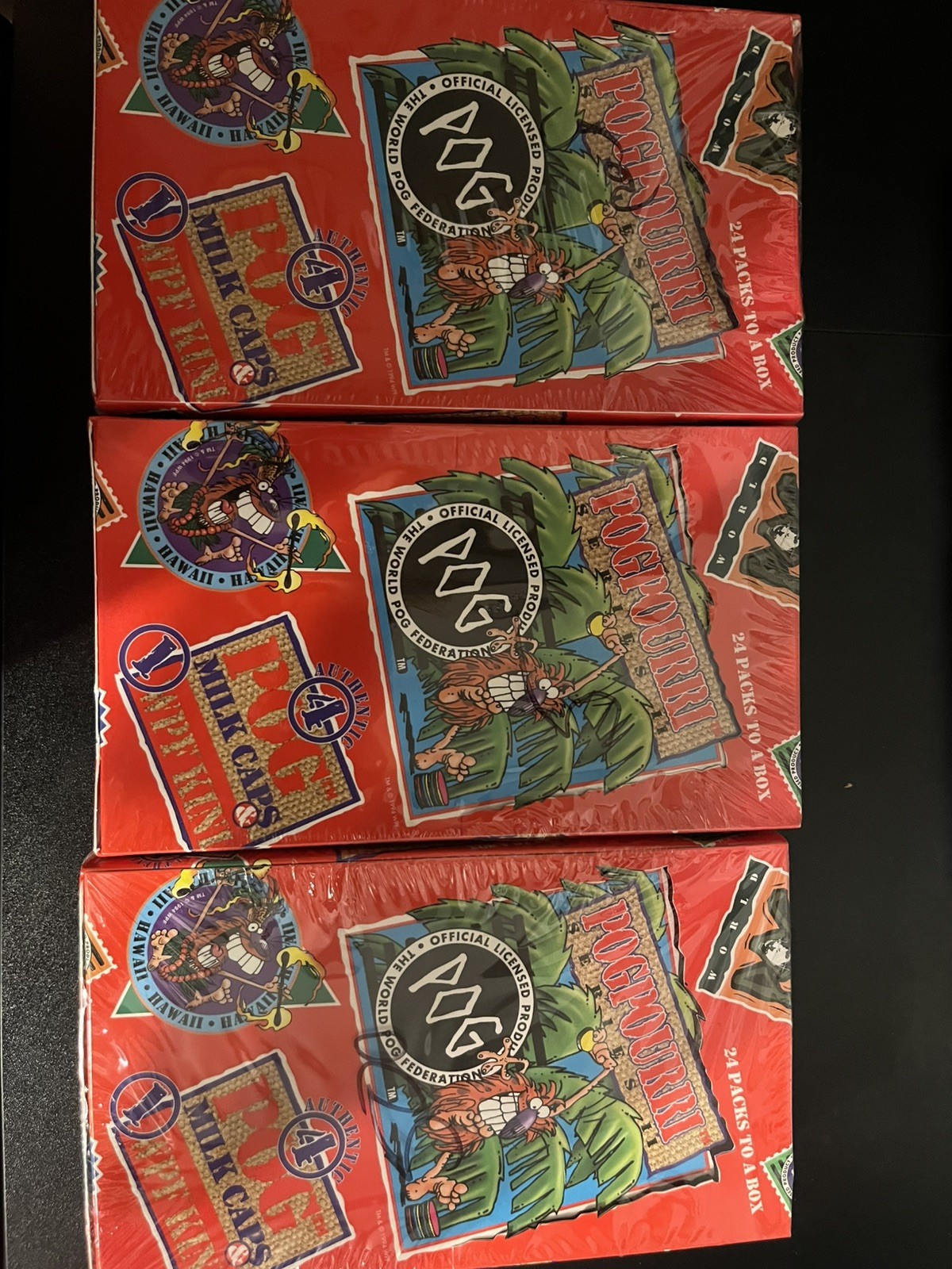 3 vintage unopened POG Pogpourri Milk Caps Series II (24ct) 1994 new old stock 