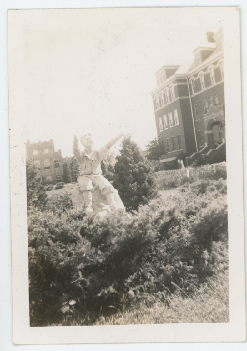 Vintage Photo Boys Town Father Flanagan\'s Boys\' Home Statue Omaha Nebraska 1941