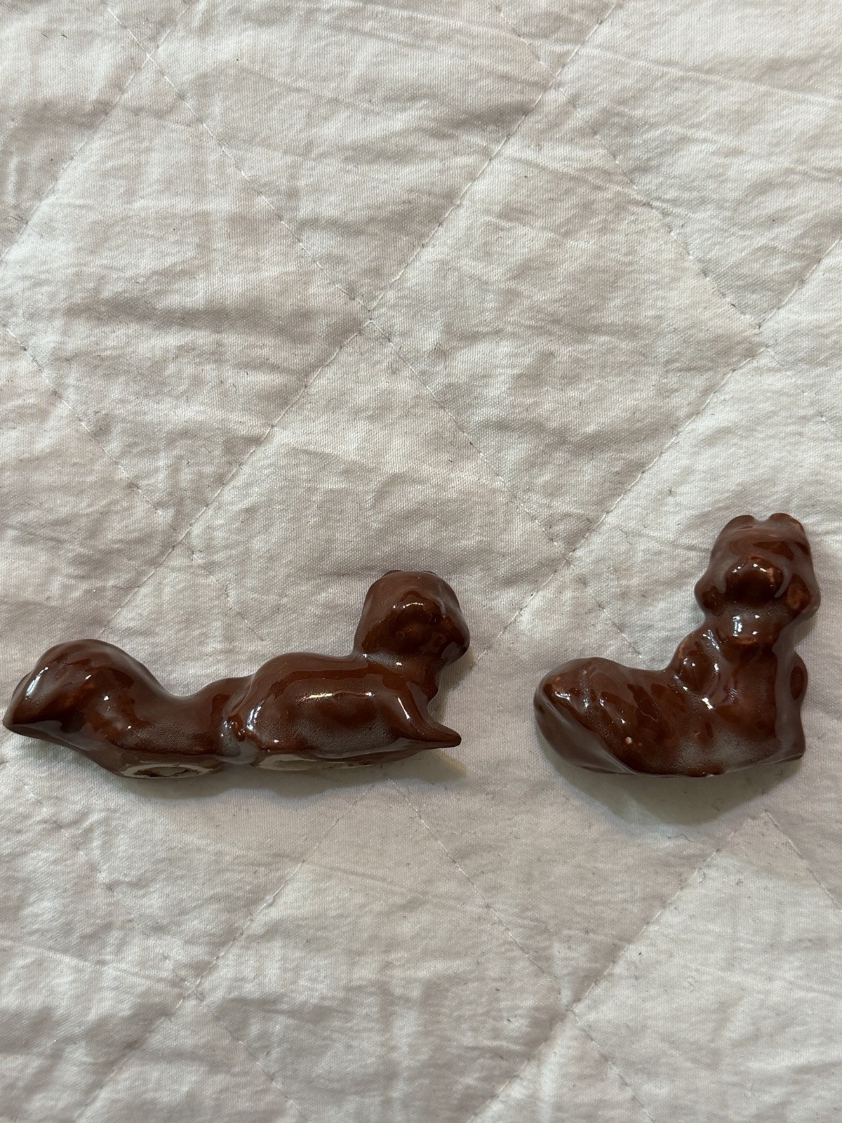 Vtg Squirrel Figurines Set of 2 Collectible Decorative Figurine Pair Brown Mini