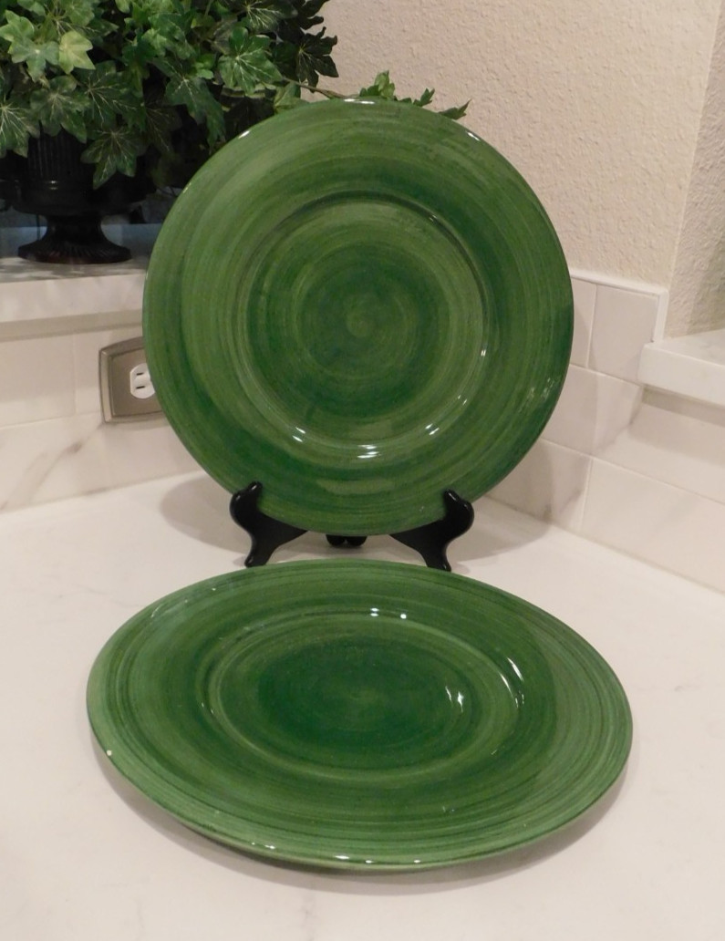 Vietri Italy Service Plate Charger - Set of two 13 inch Dark Green New (one flaw