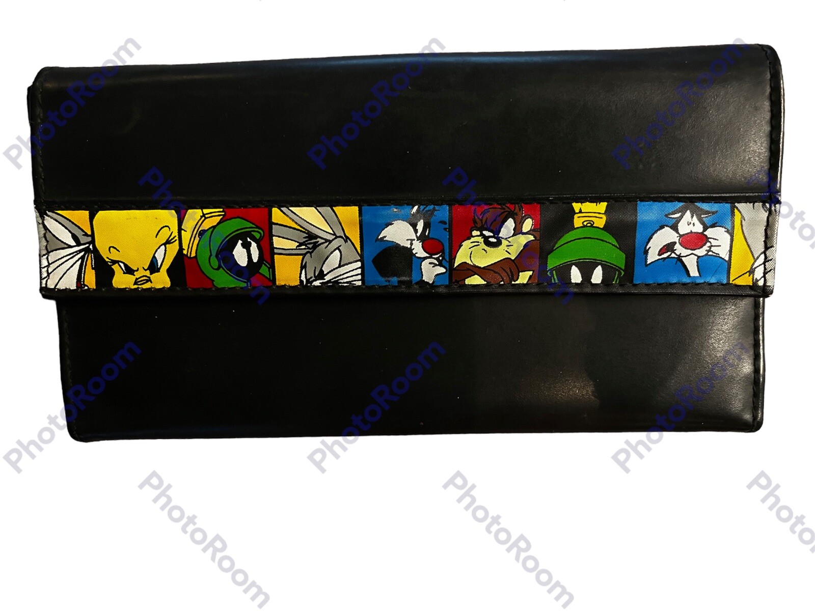 Vintage Authentic Looney Tunes learher wallet/clutch w/a lot of pockets zip EUC
