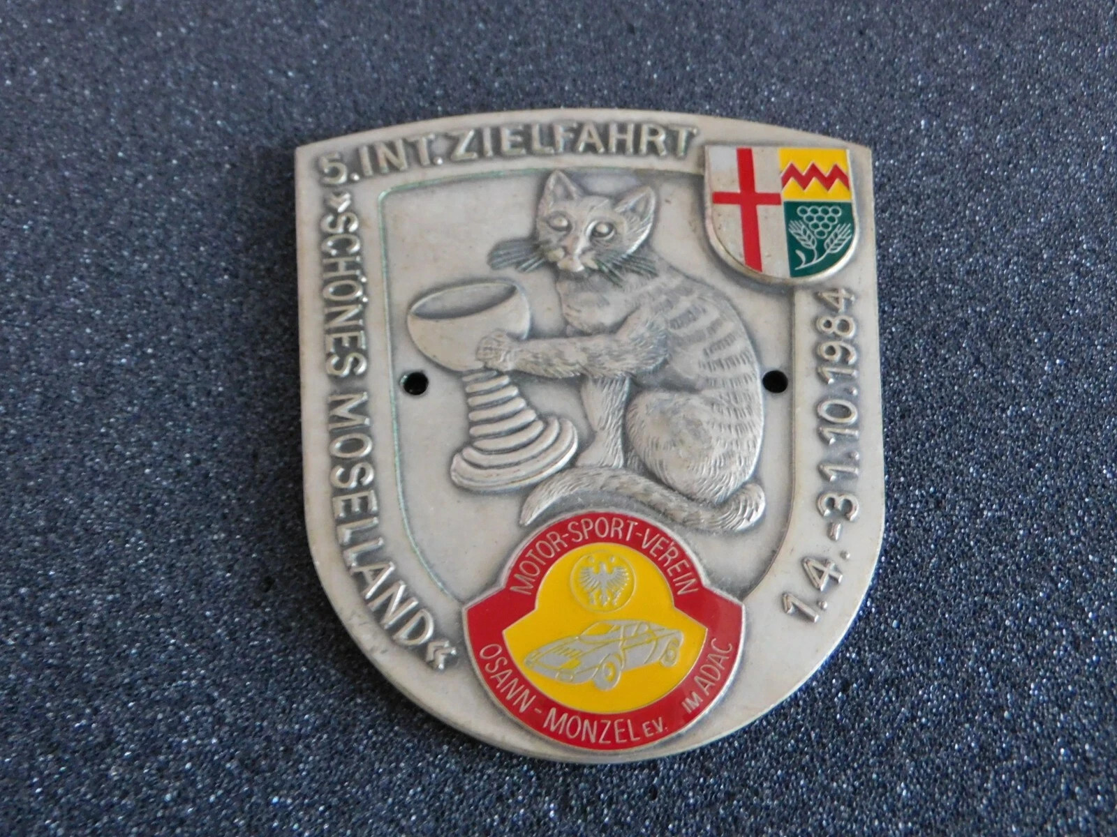 Vintage Automobile Car Grill Badge ADAC Osann-Monzel Zielfahrt Moselland Emblem