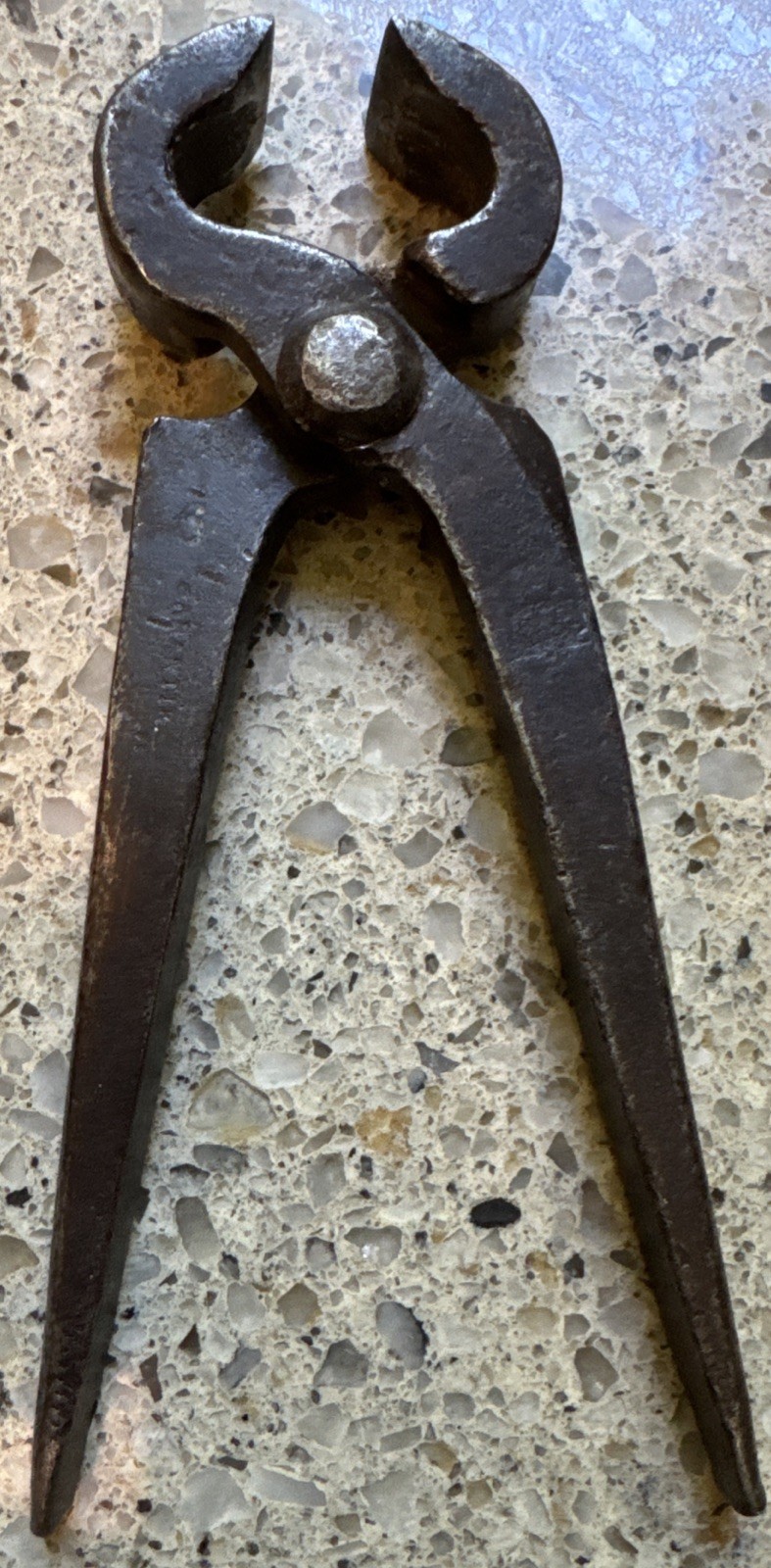 Antique English Blacksmith? Short Nippers 6 1/2” Blurry Trade Marks—Very Old