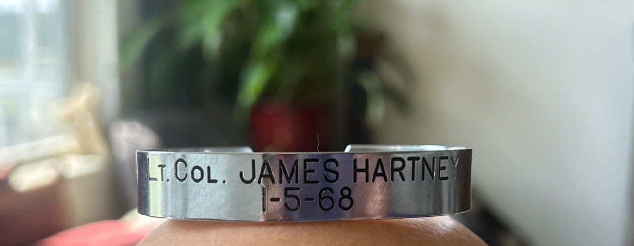 Vietnam War POW MIA Stainless Metal Cuff Bracelet Lt. COL  James Hartley 1-5-68