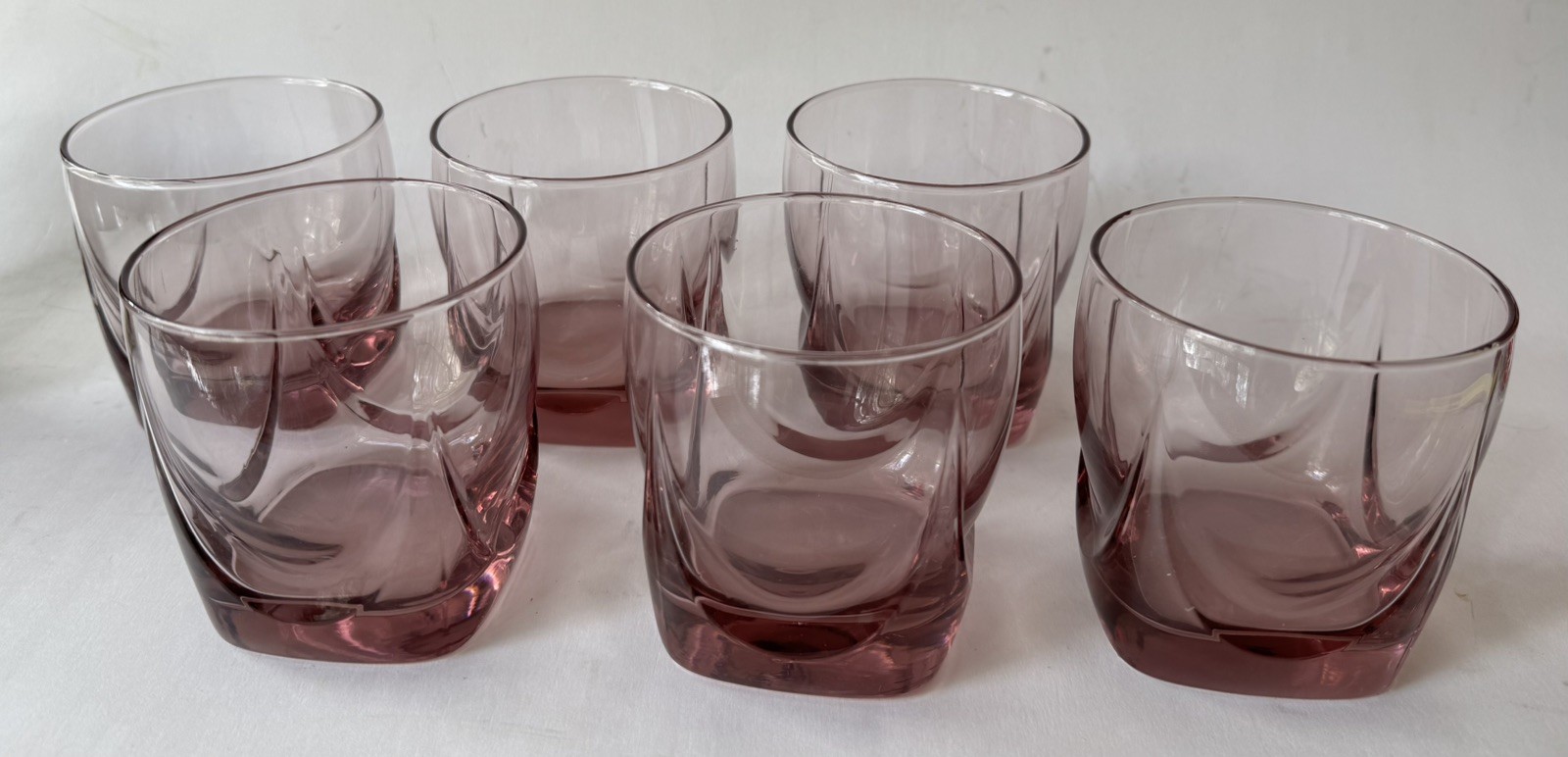 Set of 6 Vtg LIBBEY Plum Pink Imperial Old Fashion Glasses Lowball Tumblers
