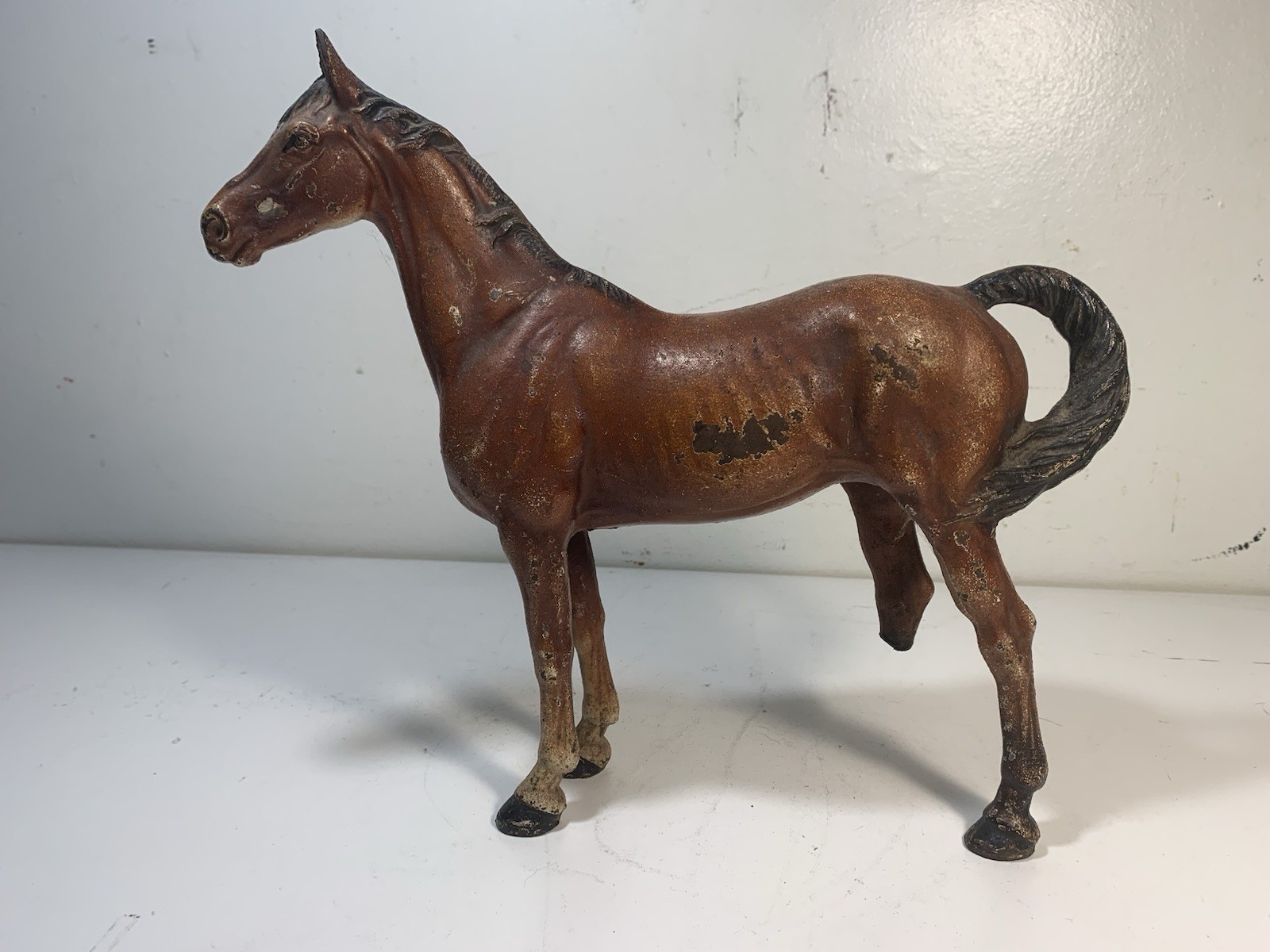 Vintage 1930s Hubley Cast Iron Thoroughbred Horse Antique Doorstop 6 lbs Statue