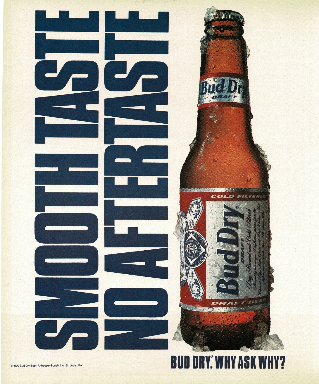 1990 BUDWEISER Beer Bud Dry Vintage Print Ad