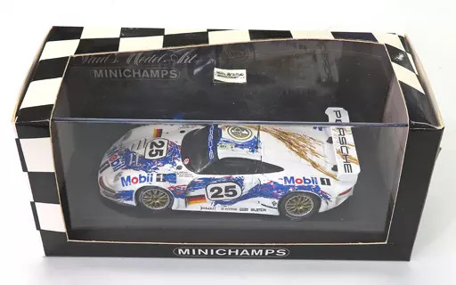 1/43 Porsche 911 GT1 Le Mans 1996 #25 White Blue Diecast Model 430966625