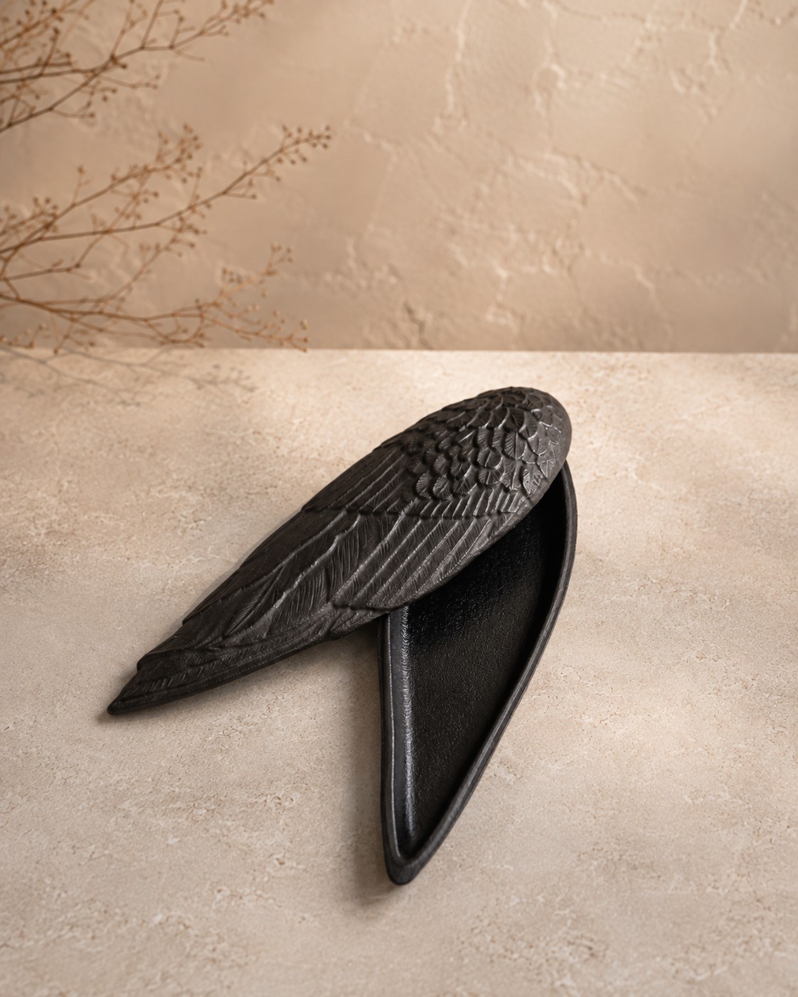 VTG Suzuki Morihisa Nambu Tekki Cast Iron Wing Feather Box Tray 盛久 Japan