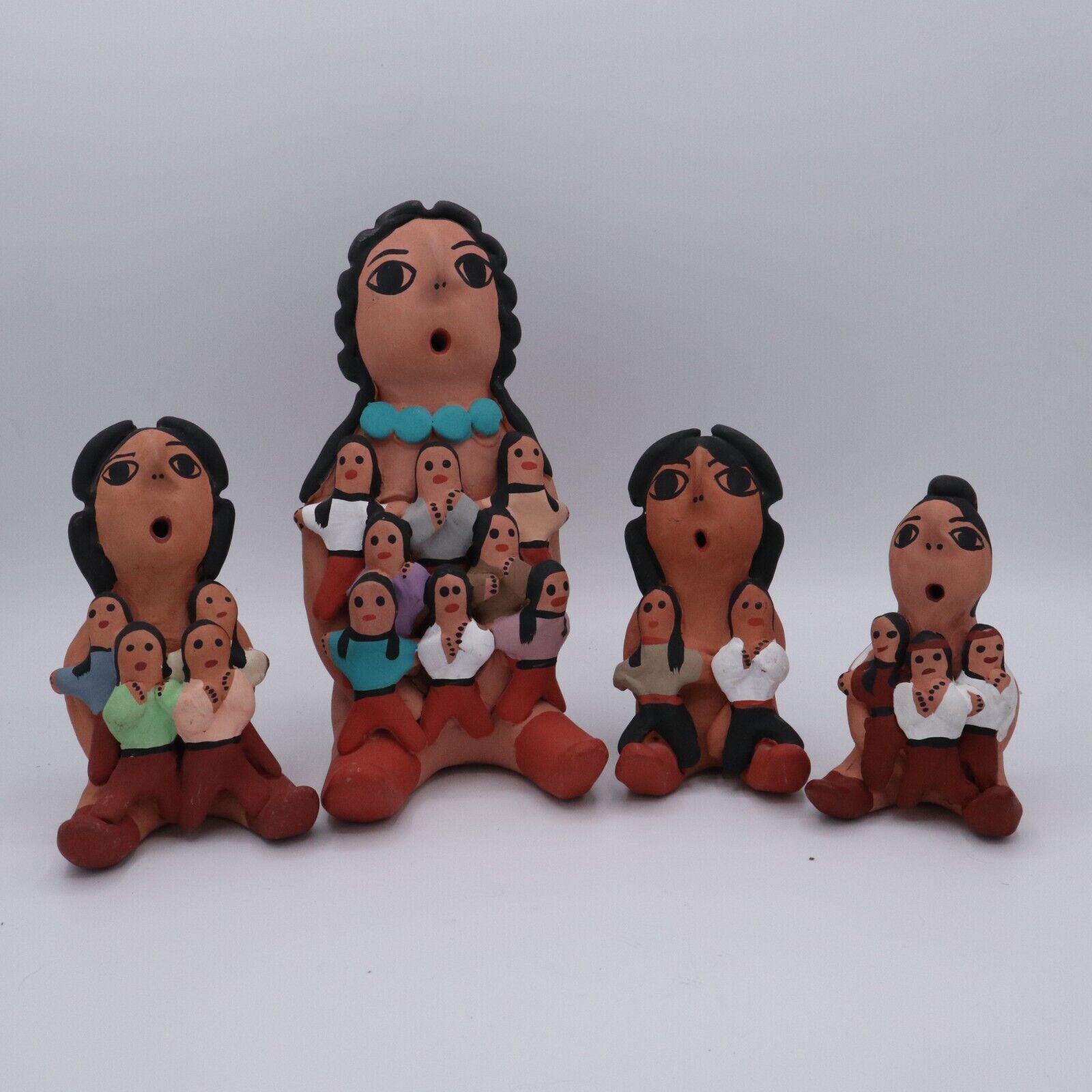 Lot of 4 Vintage Native American Navajo Storyteller Doll G Bitonie GB Signed