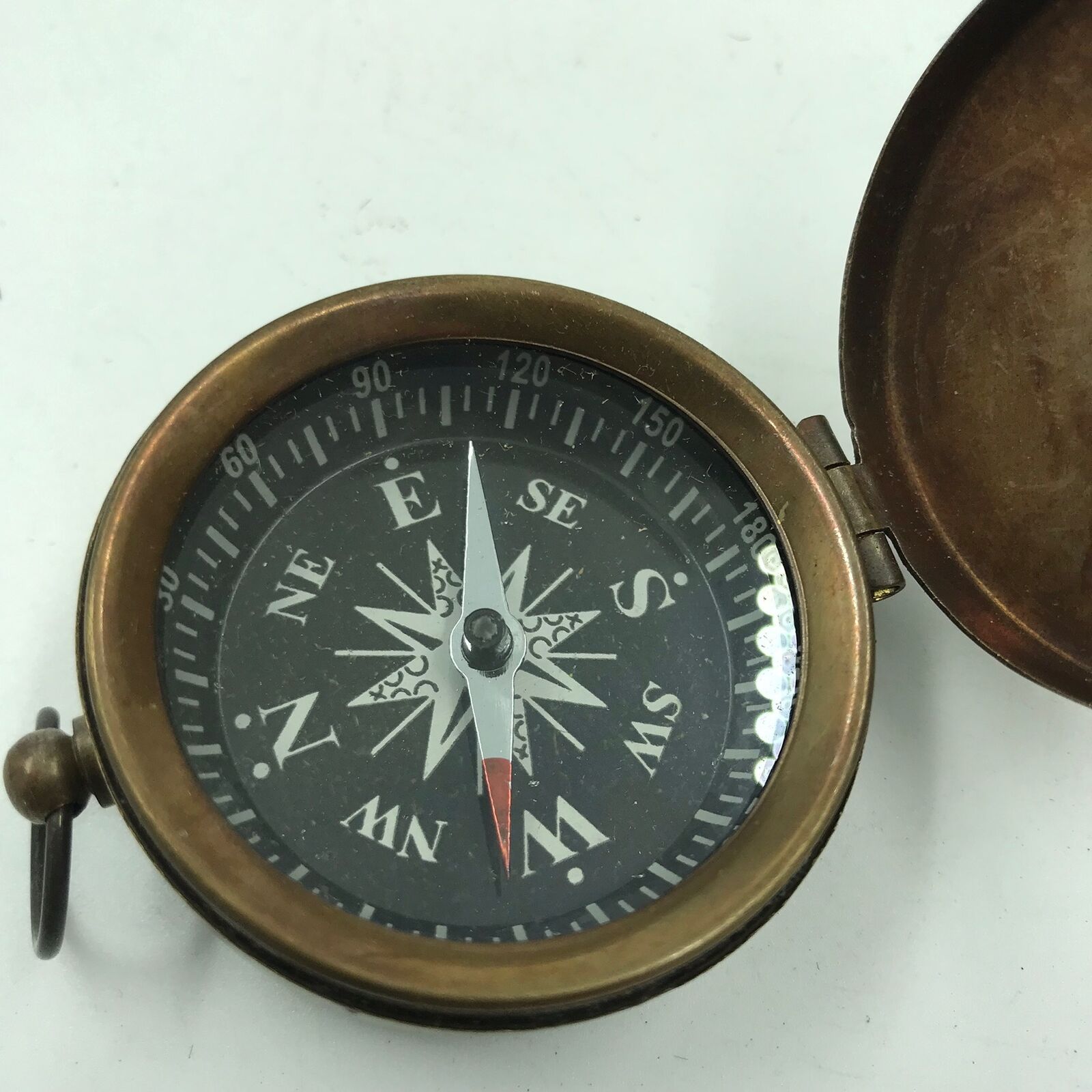 Nautical Brass Finish Compass With Lid Vintage Antique Mini Pocket Style Pendant