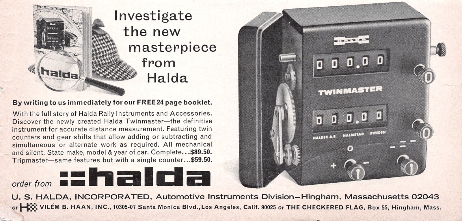 Halda Inc Hingham Twinmaster Silent Distance Measurement MA Vtg Mag Print Ad