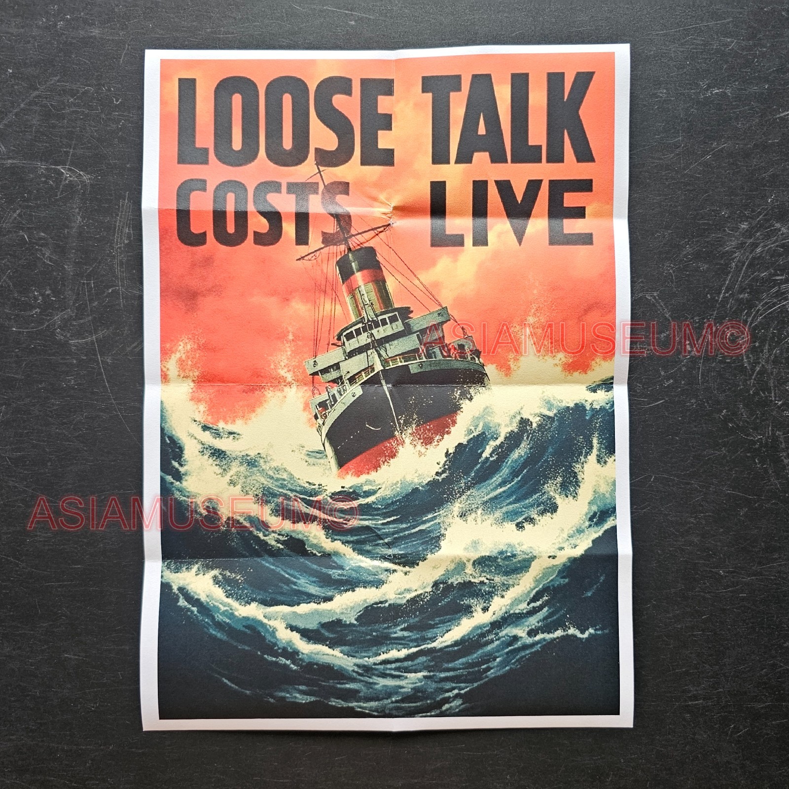 1941 WW2 USA AMERICA CARELESS LOOSE TALK COST LIVES SHIPS PROPAGANDA POSTER L794