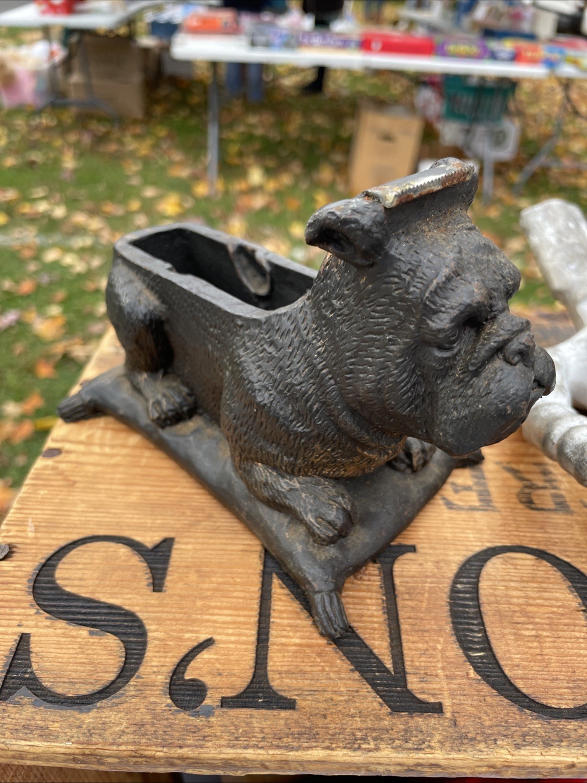 Cast Metal Vintage Scotch Tape Dispenser Dog Figurine
