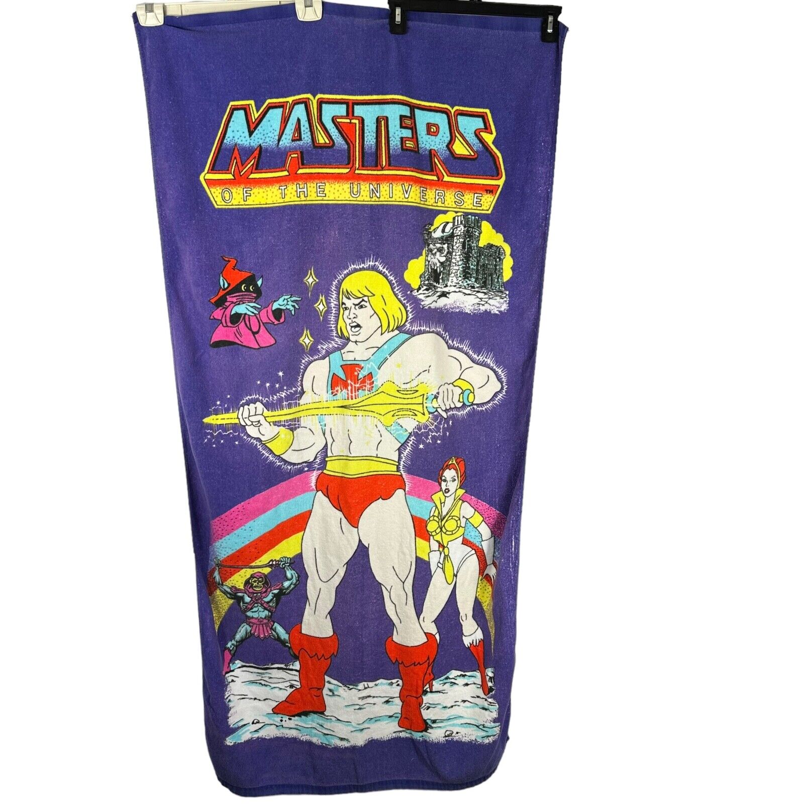 Vintage 1980\'s Masters of the Universe Mattel Beach Towel Purple 60\