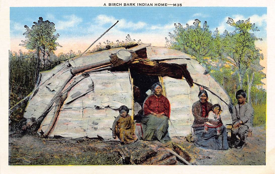 A Birch Bark Indian Home Native American Vintage Postcard A Birch Bark Indian Home Native American Vintage Postcard