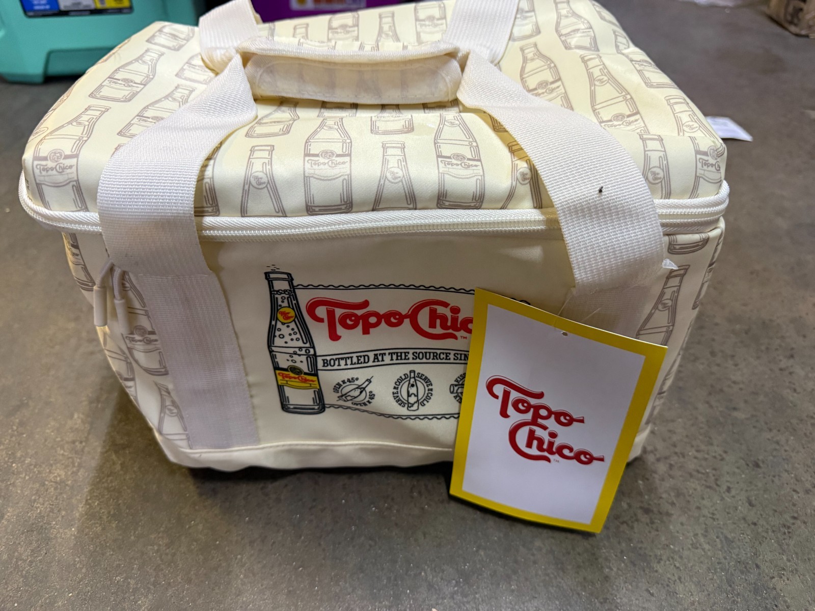 Topo Chico Insulated Lunch Tote Bag Soft Cooler Zipper Top Handle & Strap New