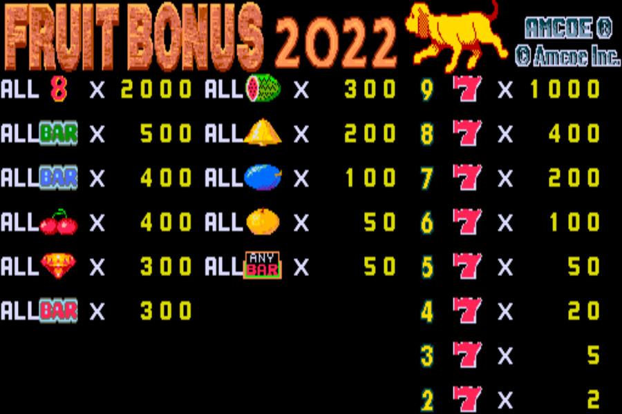 FRUIT BONUS 2022 - CHERRY MASTER POG 8LINER NEW CGA PCB GAME BOARD