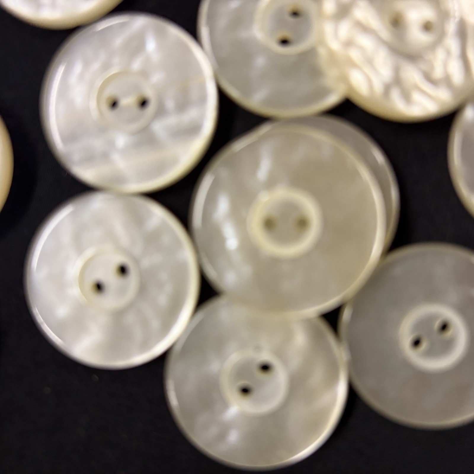 Lot of 20 Vintage Large Pearlescent Ivory Plastic Buttons 1” 2-Hole Sewing Craft