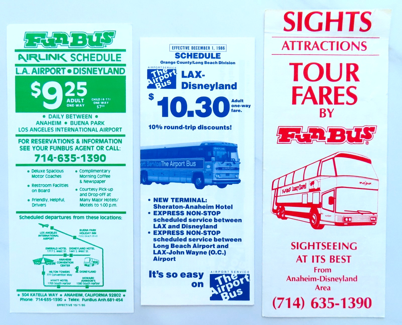 3 Disneyland Bus Schedule Lot Vintage 80s LAX Airport FunBus Tour Travel Anaheim