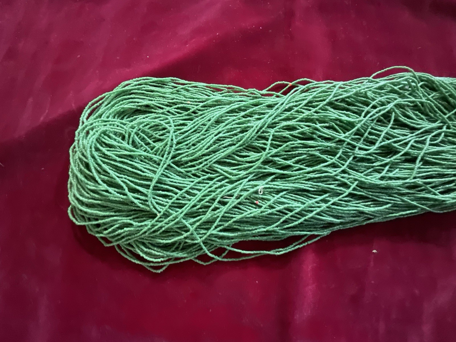 138 Strands Of Antique Greasy Green Seed Beads Size 13 