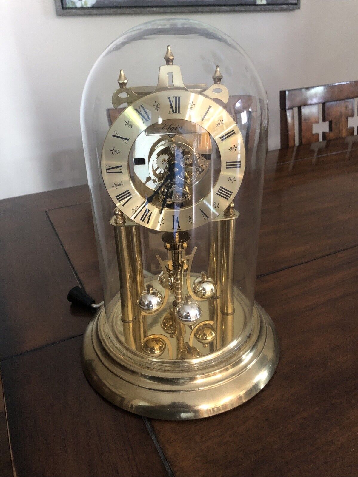 Vintage Elgin German S Haller Anniversary Glass Dome Clock 