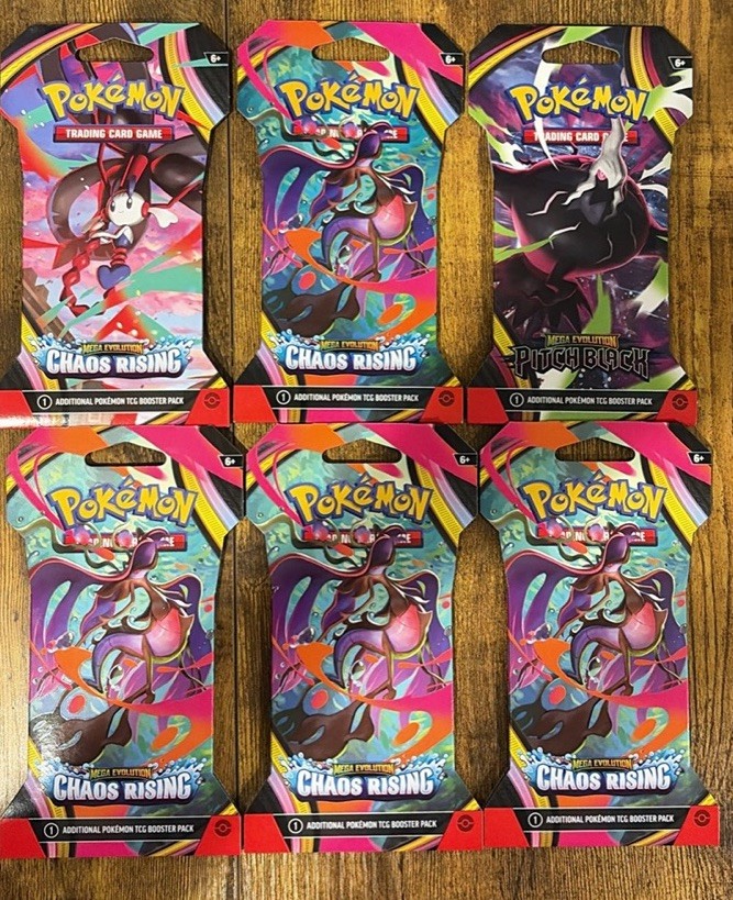Chaos Rising 5x and Pitch Black 1x Pokemon Card Packs Lot Of 6