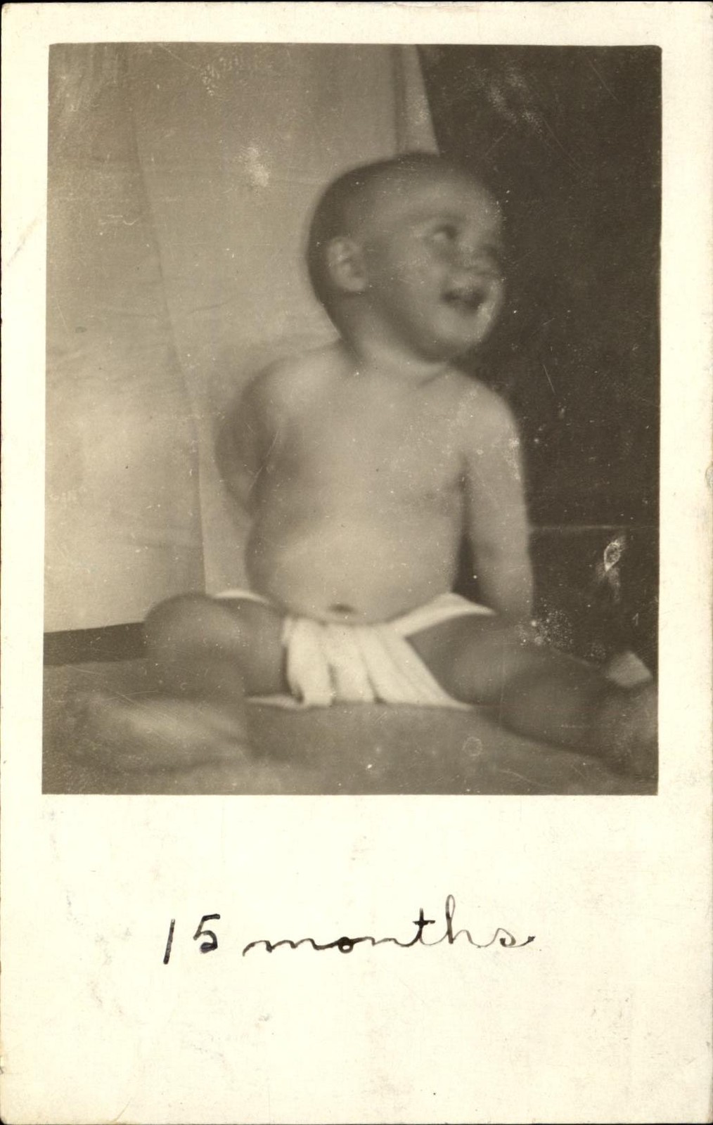 Baby in diaper ~ RPPC real photo mailed Arlington Minnesota ~ 1910 postcard