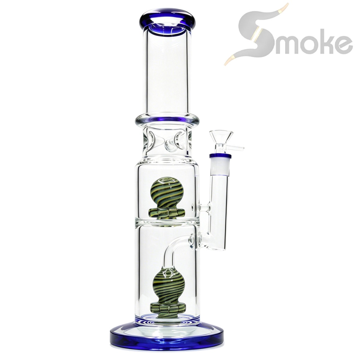 14IN Heavy Duty Glass Bong and Water Pipes Smoking Perc Bongs /14mm bowl Hookah