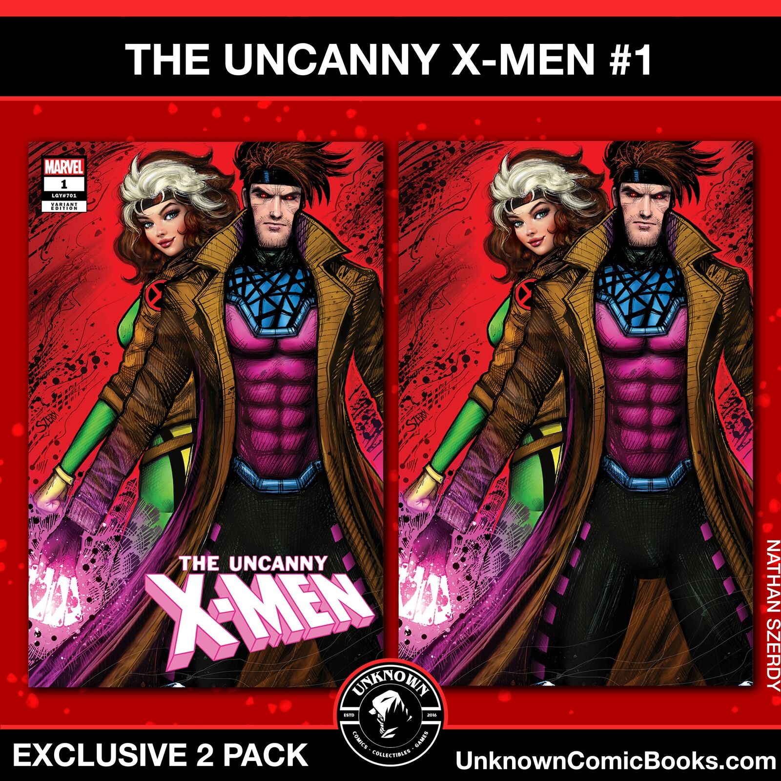 [2 PACK] UNCANNY X-MEN #1 UNKNOWN COMICS NATHAN SZERDY EXCLUSIVE VAR (08/07/2024