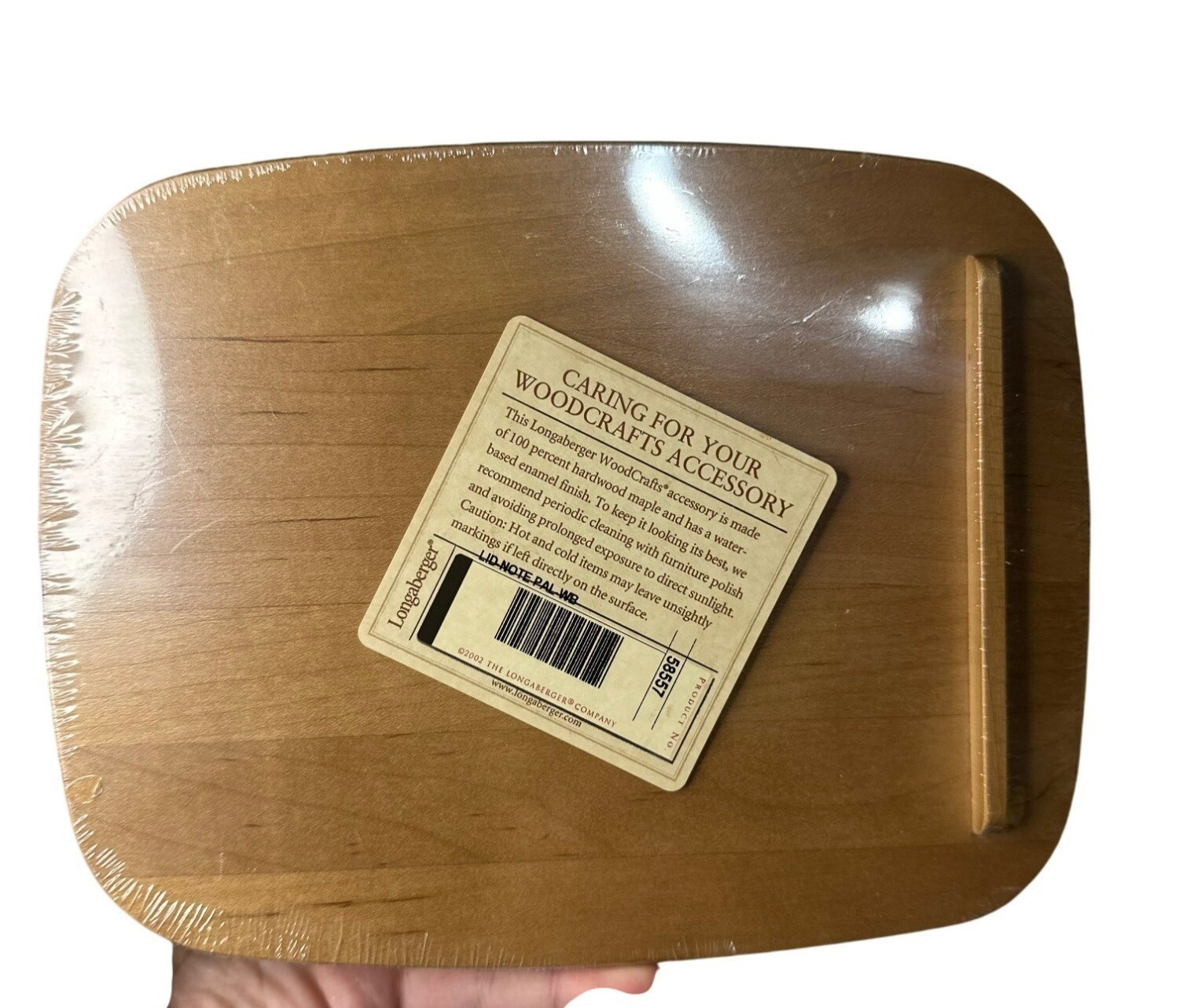 VTG 2002 Longaberger Woodcrafts Solid Maple Wood Basket Lid Sealed 7.5x6 New