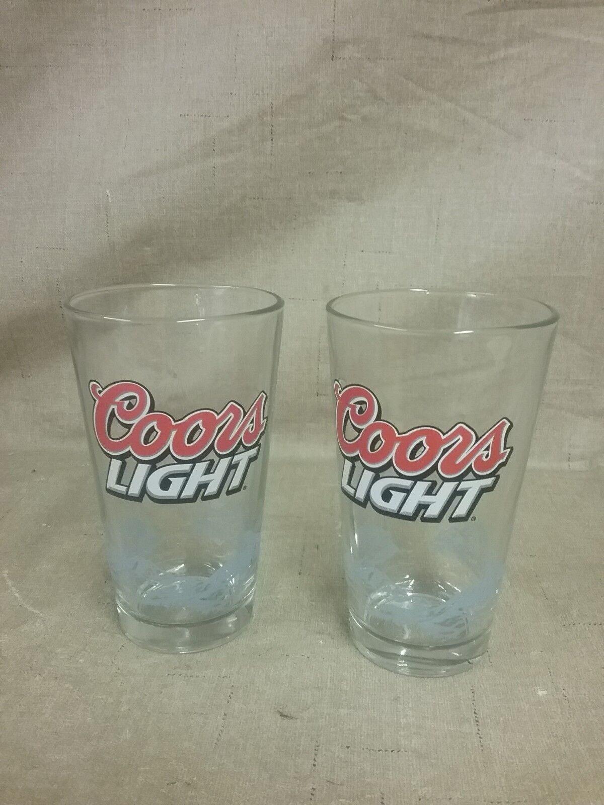 Nice Coors Light Embossed with Blue Mountain Scene Thick Bar Glass -Lot of 2