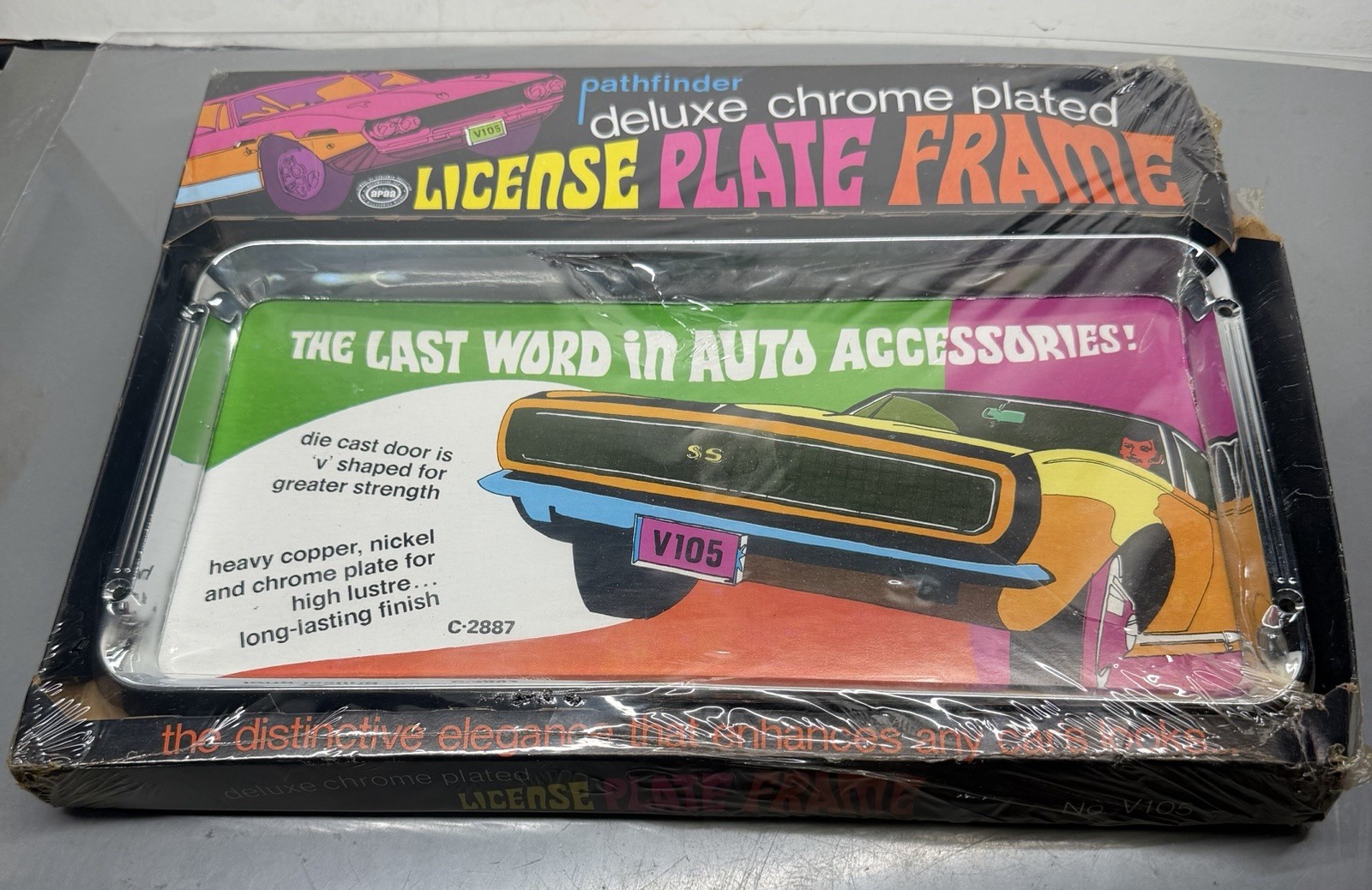 Vintage Pathfinder Deluxe Chrome Plated License Plate Frame