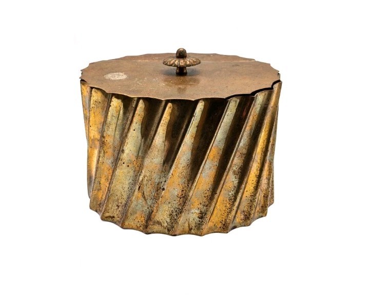 Vintage Solid Brass Trinket Box Hinged Lid Fluted Scalloped Art Deco Decor