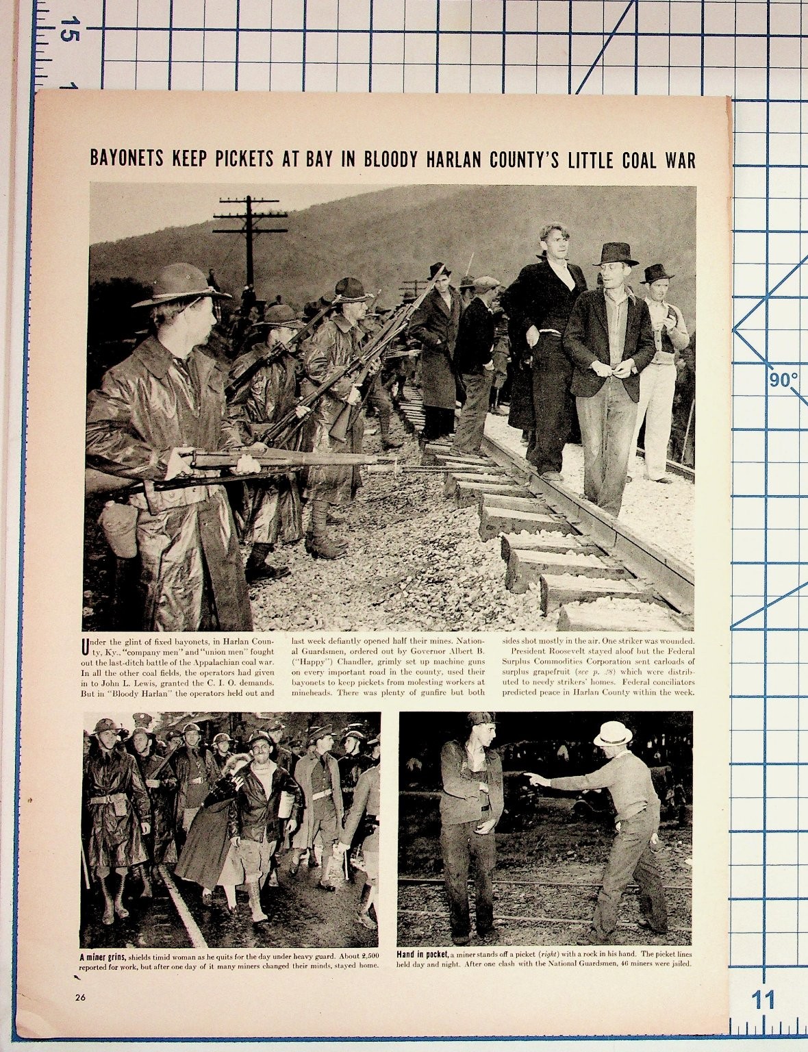 1937 Harlan County Coal War Kentucky Magazine Page Bayonets Miners Pickets 1937 Harlan County Coal War Kentucky Magazine Page Bayonets Miners Pickets